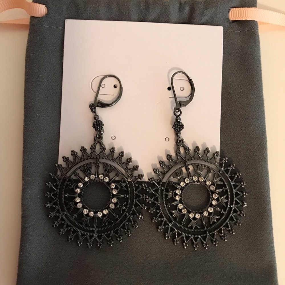 Dark Silver/ CZ drop Earrings